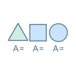 Formas geométricas com fórmulas de área em estilo flat design.